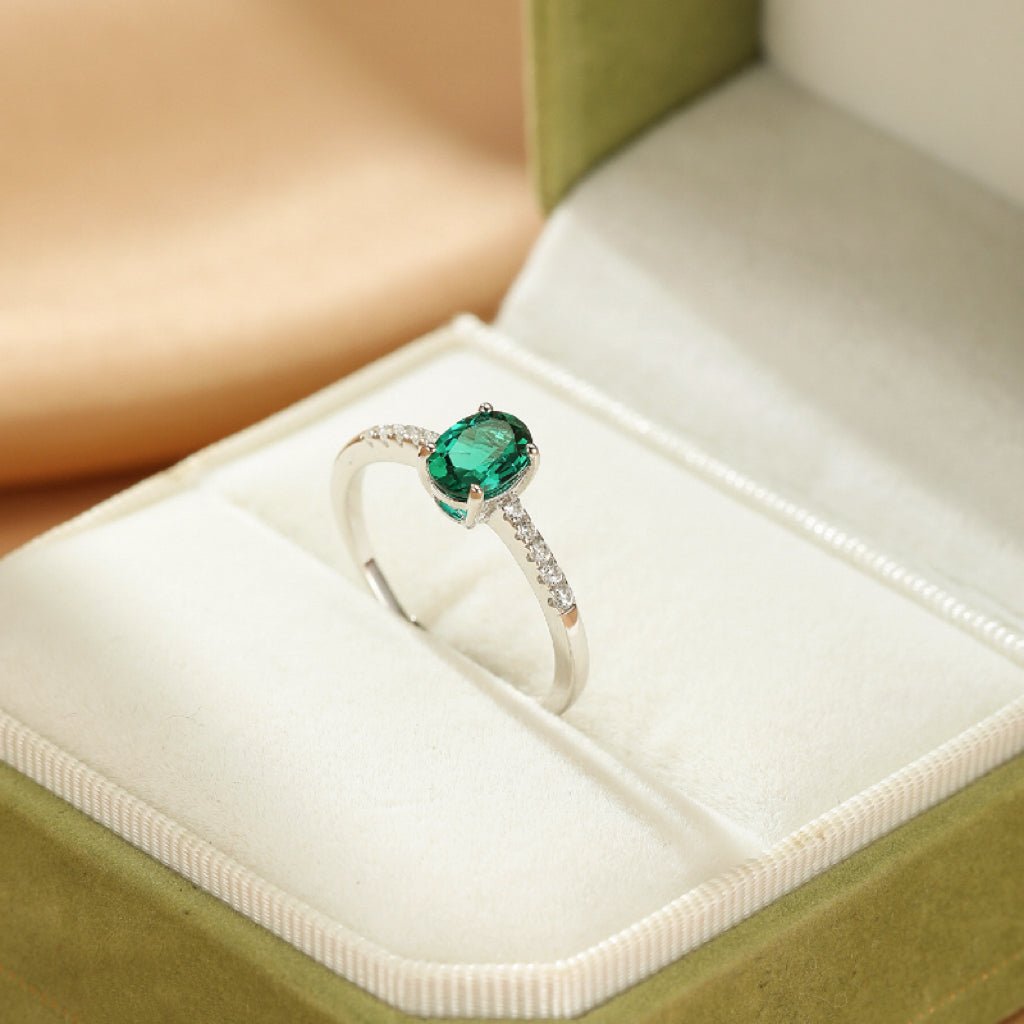 Bague Émeraude Lumière Impériale en Argent 925 Ajustable - Biloria