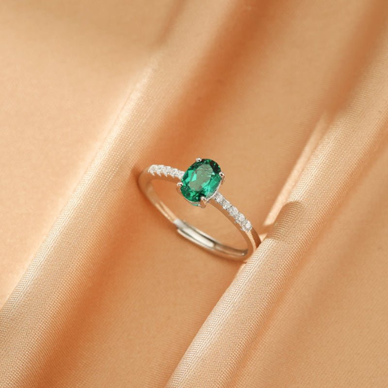 Bague Émeraude Lumière Impériale en Argent 925 Ajustable - Biloria