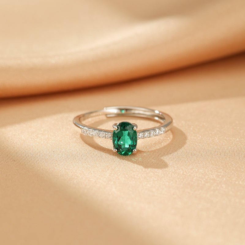 Bague Émeraude Lumière Impériale en Argent 925 Ajustable - Biloria