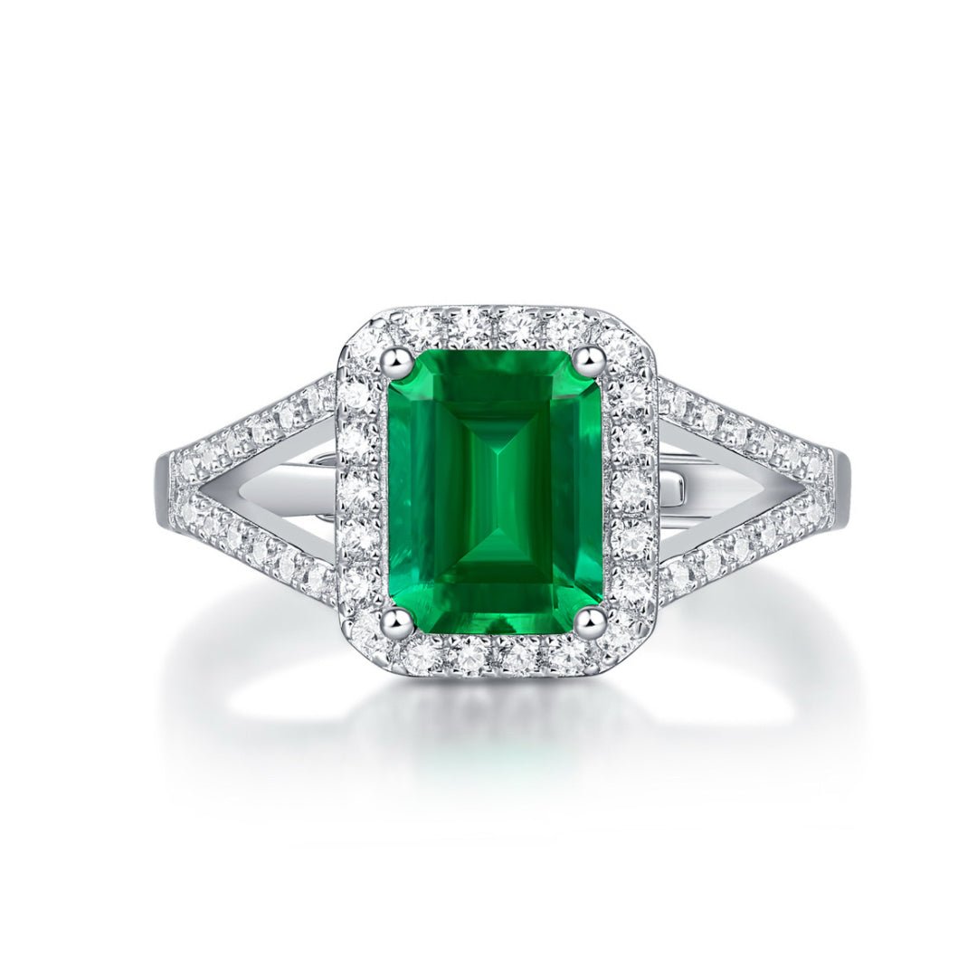 Bague Émeraude vert profond Argent 925 ajustable - Biloria