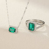 Bague Émeraude vert profond Argent 925 ajustable - Biloria