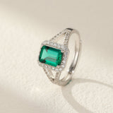 Bague Émeraude vert profond Argent 925 ajustable - Biloria