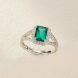 Bague Émeraude vert profond Argent 925 ajustable - Biloria