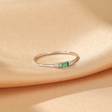 Bague Émeraude Zircon Argent 925 Ajustable - Biloria