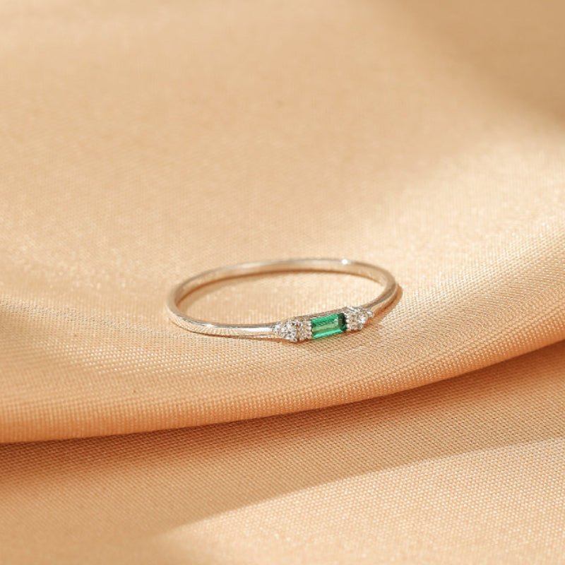 Bague Émeraude Zircon Argent 925 Ajustable - Biloria