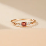 Bague en Grenat et Zircon – Argent Plaqué Or 14k pour la Passion - Biloria