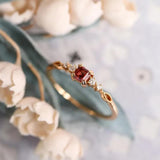 Bague en Grenat et Zircon – Argent Plaqué Or 14k pour la Passion - Biloria