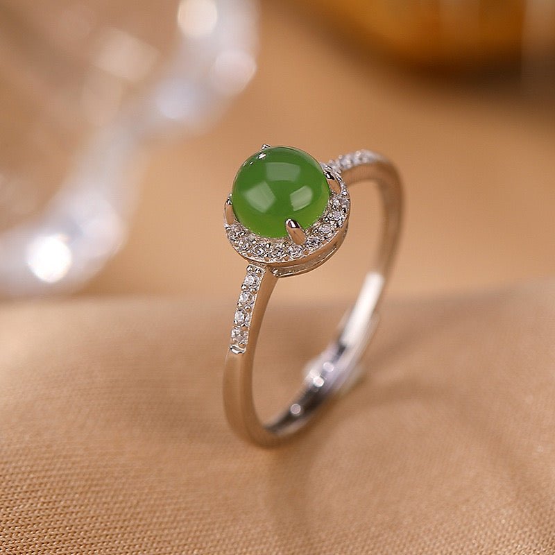 Bague en Jade Ajustable pour Femme 54-60mm Argent 925 - Biloria