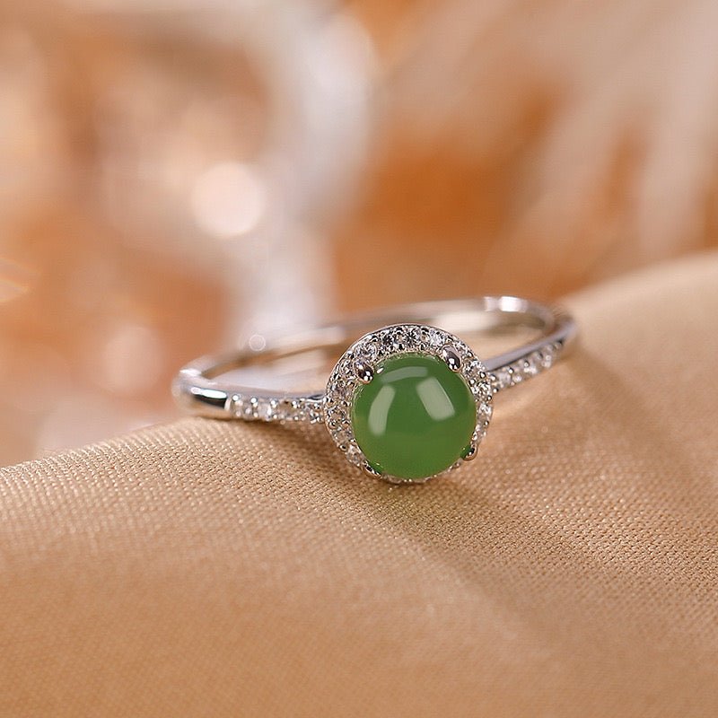 Bague en Jade Ajustable pour Femme 54-60mm Argent 925 - Biloria