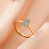 Bague en labradorite et argent plaqué or 14K – protection et intuition - Biloria
