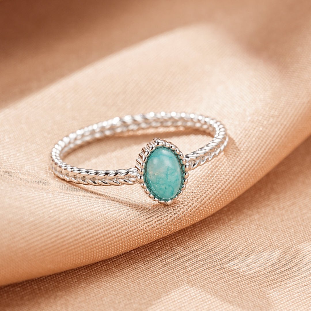 Bague Goutte Céleste Amazonite Argent Plaqué Platine - Biloria