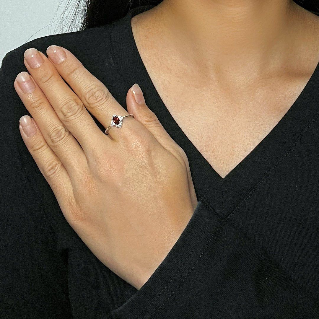 Bague Grenat Argent 925 Vintage - Cadeau Fête ou Anniversaire - Biloria