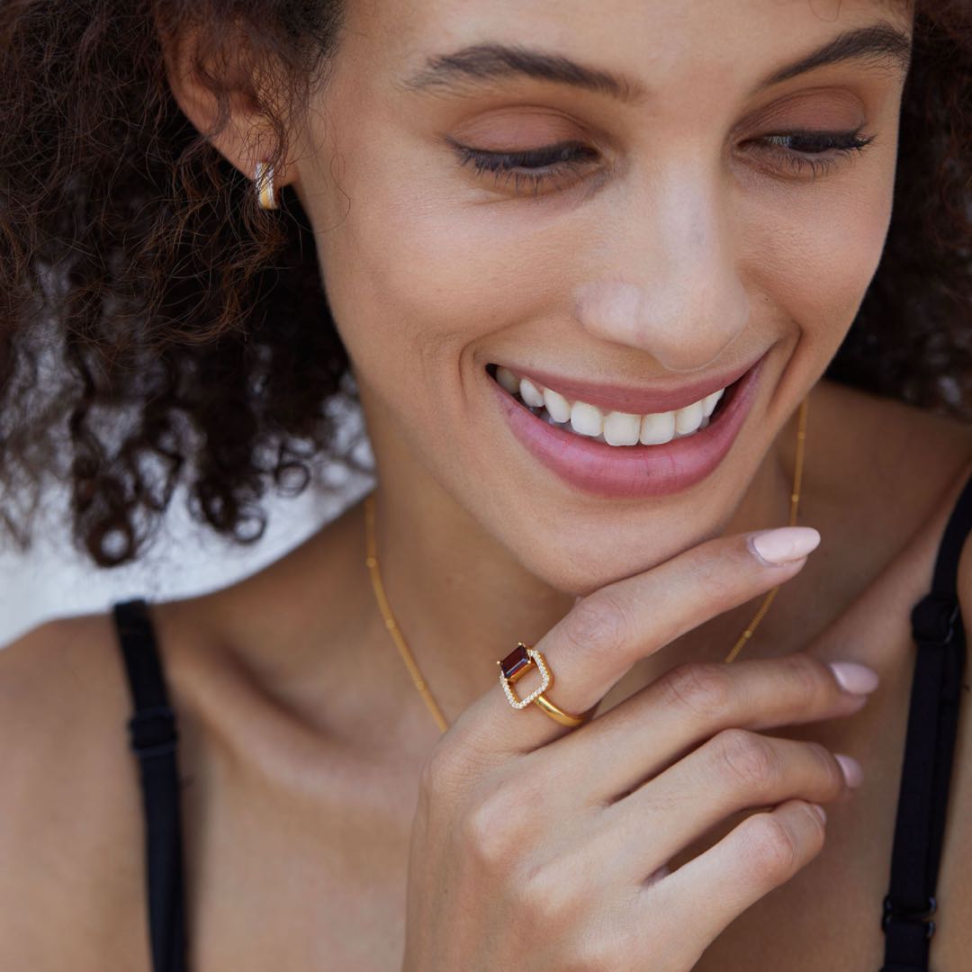 Bague Grenat Carré Argent 925 – Bijou Fait Main - Biloria