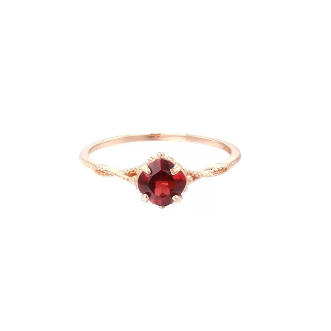 Bague Grenat Courbe Ardente Argent Plaqué Or - Biloria