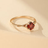 Bague Grenat Courbe Ardente Argent Plaqué Or - Biloria