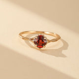 Bague Grenat Courbe Ardente Argent Plaqué Or - Biloria