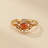 Bague Grenat Flamme Royale Argent Plaqué Or 10K - Biloria