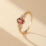 Bague Grenat Fleur de Passion Argent Plaqué Or | Bijou Cadeau - Biloria
