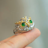 Bague Hibou Jade Argent 925 - Bijou Spirituel Protecteur - Biloria