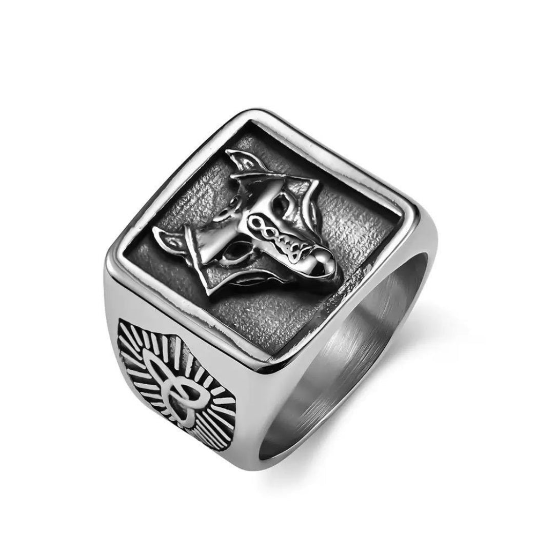 Bague Homme Acier Loup : Cadeau Symbolique Force et Loyauté - Biloria