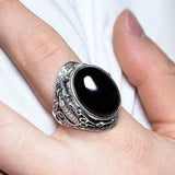 Bague Homme Obsidienne Carpe Koï Force Aquatique - Biloria