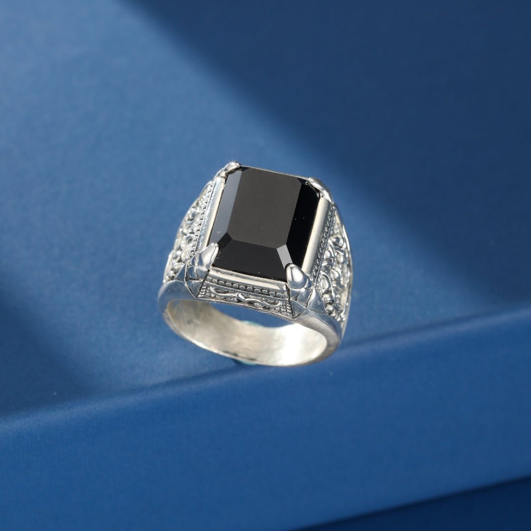 Bague Homme Obsidienne Sceau Royal Argent 925 - Biloria