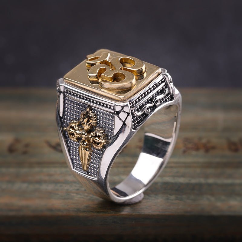 Bague Homme Six Mantras Argent 925 – Sagesse et Protection Spirituelle - Biloria