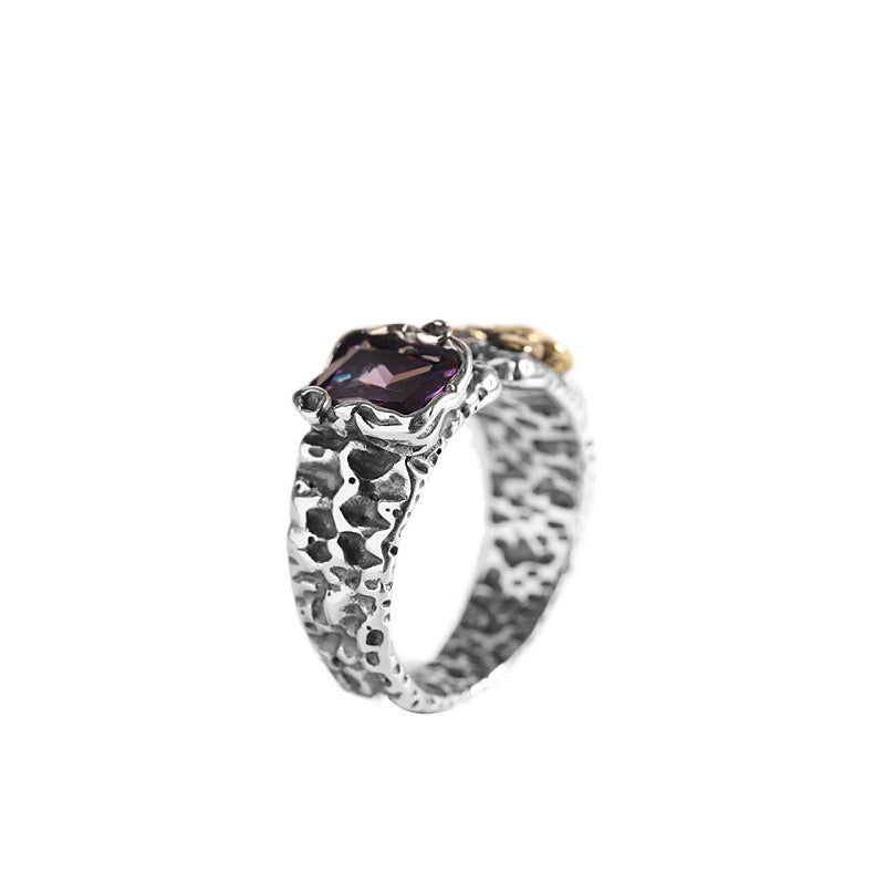 Bague Homme Zircon Bleu ou Violet – Argent 925 - Biloria