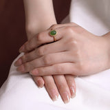 Bague Jade Ajustable Argent Plaqué Or | Symbolisme Renouveau - Biloria