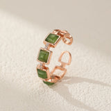 Bague Jade Ajustable offrir Paix Intérieure Argent Plaqué Or - Biloria
