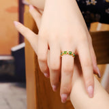 Bague Jade Ajustable offrir Paix Intérieure Argent Plaqué Or - Biloria