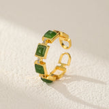 Bague Jade Ajustable offrir Paix Intérieure Argent Plaqué Or - Biloria