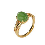 Bague Jade avec Pierre Naturelle en Argent Plaqué Or - Biloria