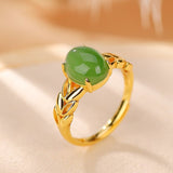 Bague Jade avec Pierre Naturelle en Argent Plaqué Or - Biloria