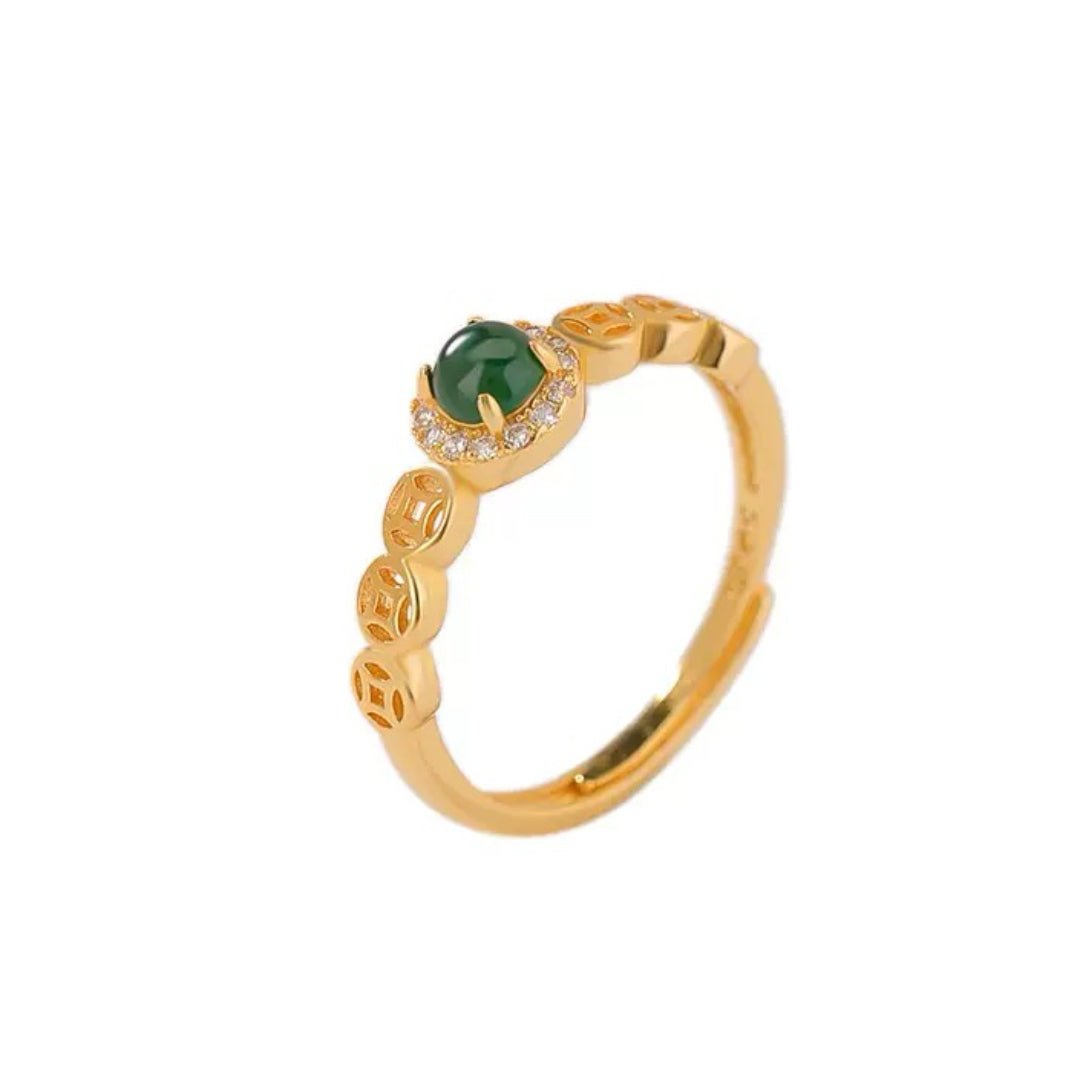Bague Jade Harmonie Céleste Argent Plaqué Or – Bijou Lithothérapie - Biloria