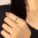 Bague Jade Harmonie Céleste Argent Plaqué Or – Bijou Lithothérapie - Biloria