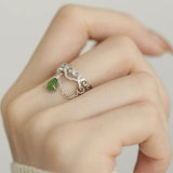 Bague Jade Nuage du Bonheur Argent Plaqué Or Ajustable - Biloria