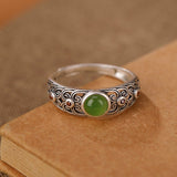 Bague Jade Véritable Argent Plaqué Or | Bijou Harmonie et Protection - Biloria