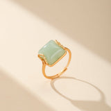 Bague Jade Vert Essence d'Abondance Plaqué Or - Biloria
