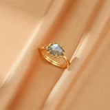 Bague Labradorite Ajustable Argent Plaqué Or - Bijou Protecteur - Biloria