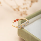 Bague Labradorite Ajustable Plaqué Or – Pierre de Protection - Biloria