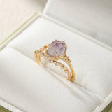 Bague Labradorite Améthyste Charme Astral Argent Plaqué Or - Biloria