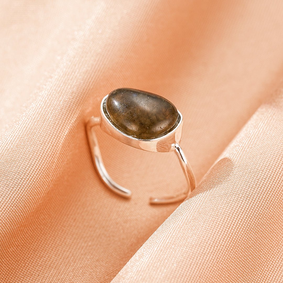 Bague Labradorite Goutte Argent 925 – Protection et Intuition - Biloria