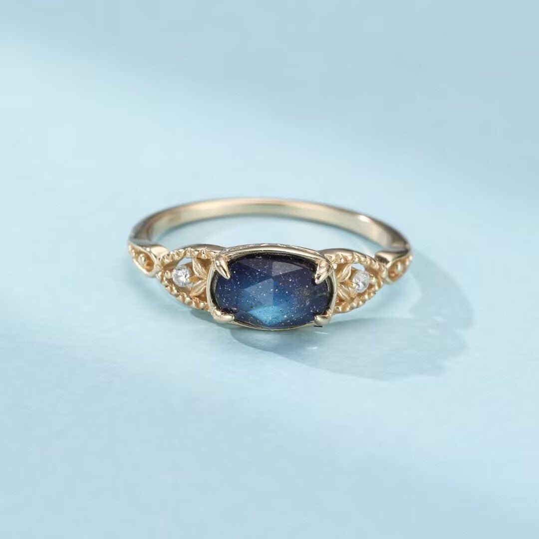 Bague Labradorite Lapis Lazuli Zircon – Argent Plaqué Or - Biloria