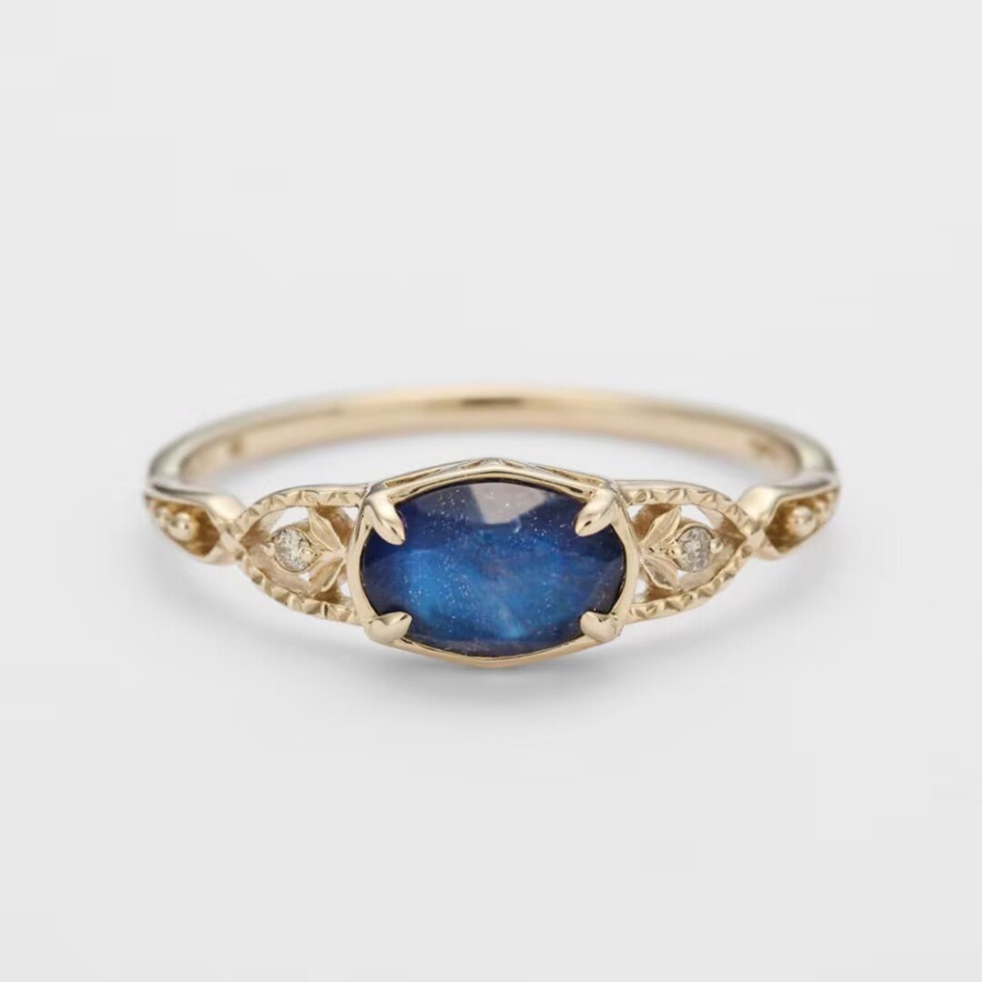 Bague Labradorite Lapis Lazuli Zircon – Argent Plaqué Or - Biloria