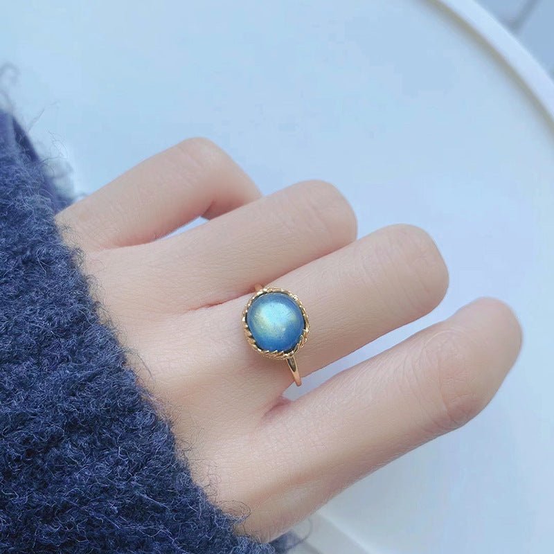 Bague Labradorite Malachite Argent Plaqué Or – Bijou Feng Shui - Biloria
