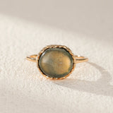 Bague Labradorite Malachite Argent Plaqué Or – Bijou Feng Shui - Biloria