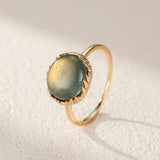 Bague Labradorite Malachite Argent Plaqué Or – Bijou Feng Shui - Biloria