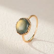 Bague Labradorite Malachite Argent Plaqué Or – Bijou Feng Shui - Biloria