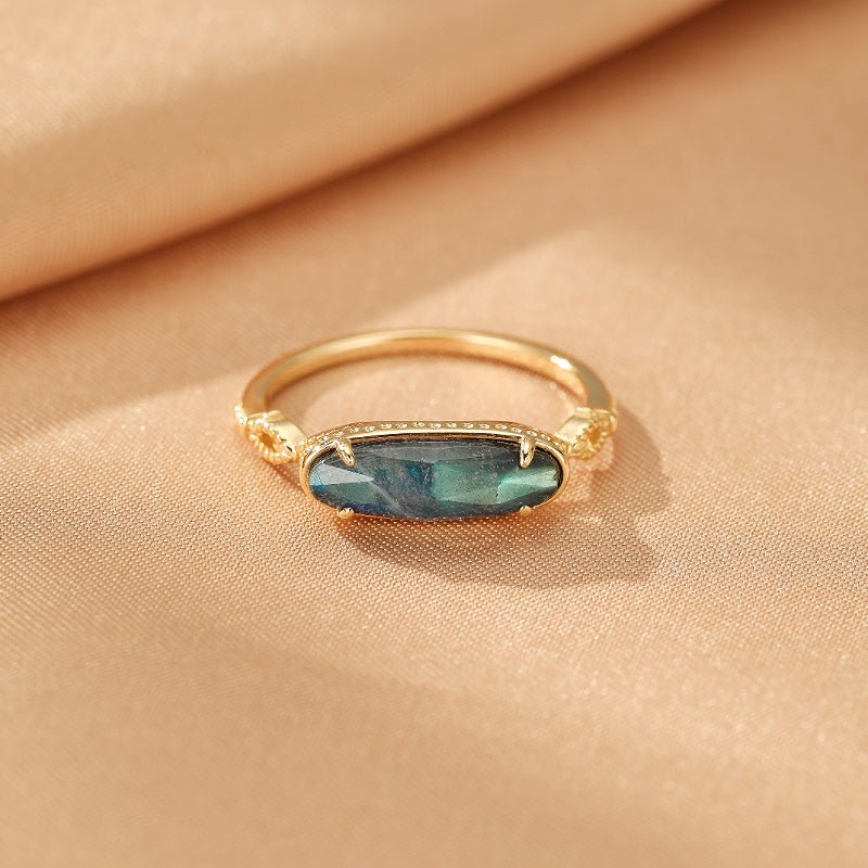 Bague Labradorite Reflet Mystique – Argent Plaqué Or, Bijou Protecteur - Biloria
